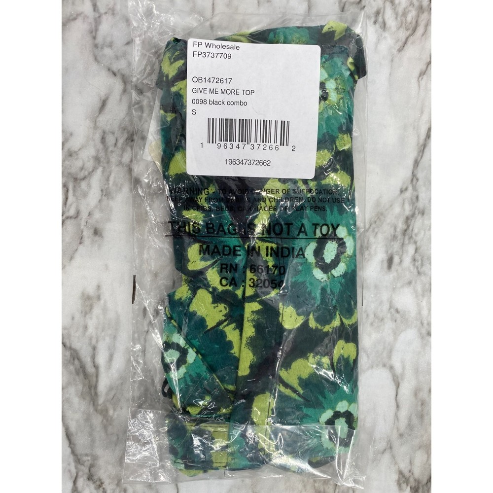 Free People Revolve NWT Give Me More Top Strappy Back Black Combo Green Sm New - Picture 9 of 11
